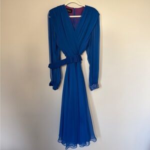 Vintage 80s/90s Royal Blue Tea Length Evening Gown